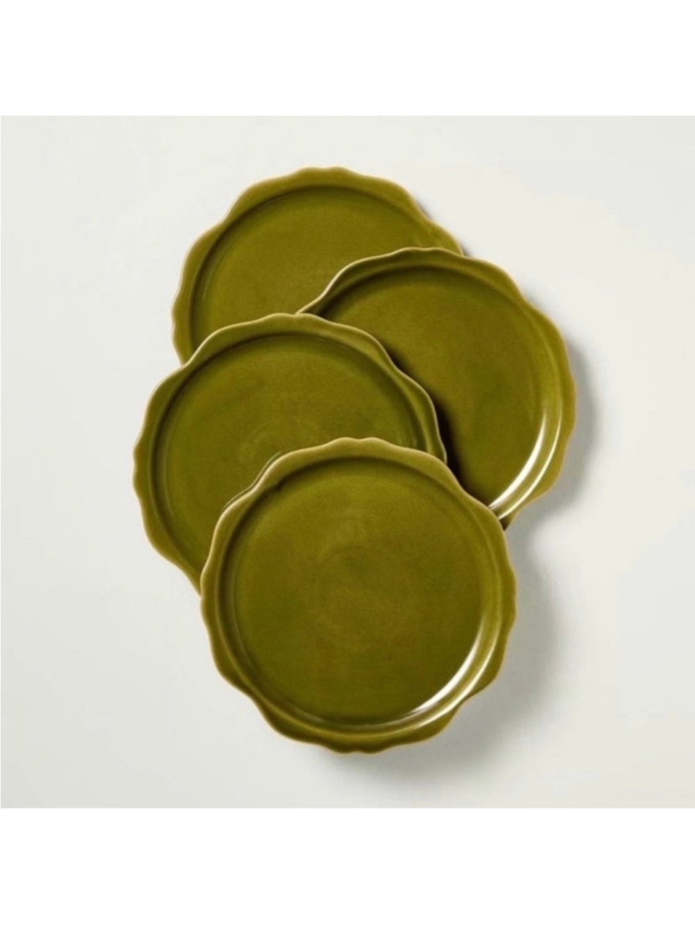 (Set of 2) Carved Edge Salad Plate Green - Hearth & Hand with Magnolia NEW